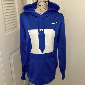 NIKE Dri- Fit Blue Devil long sleeve hoodie-royal blue with logo on chest SZ sm.